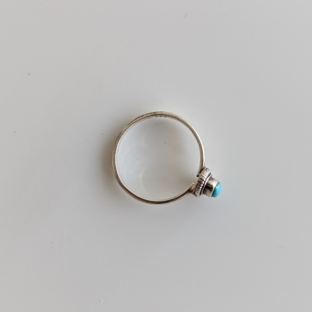 Silver and turquoise ring Size 5.74 Signed R&G - Picture 6 of 10